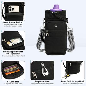 <b>Water</b> <b>Bottle</b> Carrier with Strap <b>Water</b> <b>Bottle</b> <b>Holder</b> with Strap <b>Water</b> <b>Bottle</b> Carrier Bag with Phone Pocket <b>for</b> <b>Walking</b> Hiking - Product Image 4