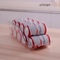 Organisateur de canettes de soda transparent pour réfrigérateur, distributeur de canettes empilable, support de boissons en PET pour réfrigérateur, garde-manger, congélateur