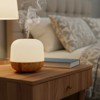 Diffuseur d'arômes à grain de bois 250 ml, humidificateur ultrasonique à brume froide avec veilleuse d'ambiance