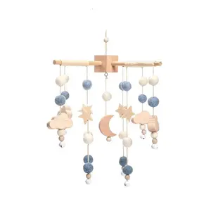 3 Pcs Baby Crib Mobile Rammelaar Speelgoed Met Muziek Doos Beugel Educatief Speelgoed Nordic Opknoping Decor Accessoires Geschenken Houten Bed bell