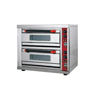 Fabrika üretimi fırın ekipmanları pişirme makinesi güverte fırın çift taş elektrikli Pizza fırını