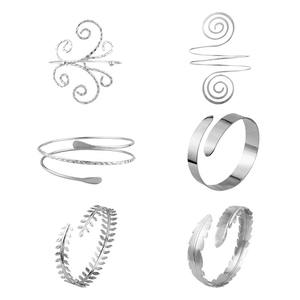 Ensemble <span class=keywords><strong>de</strong></span> brassards en métal personnalisés six pièces les plus chauds Bracelets <span class=keywords><strong>de</strong></span> manchette en plumes et feuilles <span class=keywords><strong>de</strong></span> style européen et américain - Product Image 5