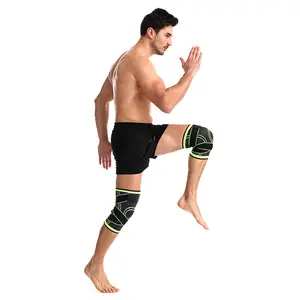 घुटने के दर्द के लिए समायोज्य पट्टा बुना हुआ घुटने का समर्थन सांस लेने योग्य पट्टी के साथ घुटने की आस्तीन ब्रेस