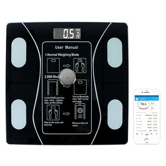 Wireless Intelligent Digital Bathroom Scale Body Fat and Weight Scales Bluetooth 180kg