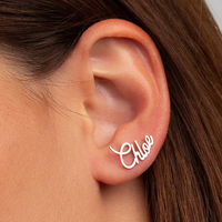 Pendientes de Nombre Personalizados de Lujo TD Trendy, Aretes de Acero Inoxidable Chapados en Oro de 18K con Placa de Nombre Personalizada para Mujer, Regalo para Damas de Honor