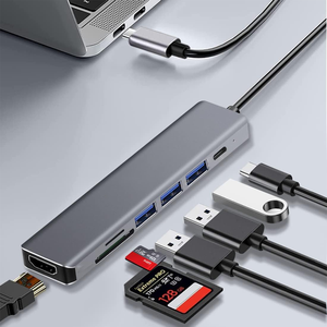 VONN venta al por mayor multipuerto 7 en 1 <span class=keywords><strong>USB</strong></span> tipo <span class=keywords><strong>C</strong></span> aluminio <span class=keywords><strong>OTG</strong></span> divisor adaptador USB3.0 estación de acoplamiento Hub para PC ordenador portátil - Product Image 3