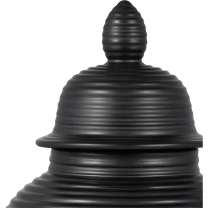 Vaso in ceramica a coste con coperchio, moderno vaso per fiori per soggiorno, camera da letto, ufficio. - Product Image 3