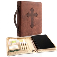Housse de Bible en cuir de buffle grainé, avec logo personnalisé en relief croix, pochette zippée, plusieurs tailles, étui de voyage fait main pour les utilisateurs chrétiens