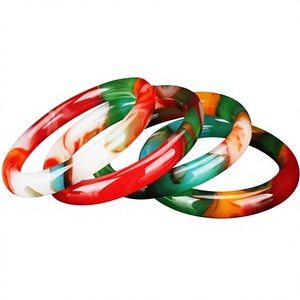 Bracelets joncs tendance faits main en résine acrylique, design cercle, unisexe, avec perles en laiton orange, bijoux de mode pour femme - Product Image 4