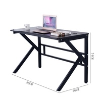 Vente en gros de station de travail d'écriture et de jeux portable au design métallique simple, grand bureau d'ordinateur à usage domestique, surface en bois de marque GH