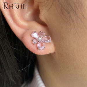 Rakol EP5733 <b>Small</b> Flower Trendy 3A CZ Silver <b>Earrings</b> Jewelry - Product Image 2