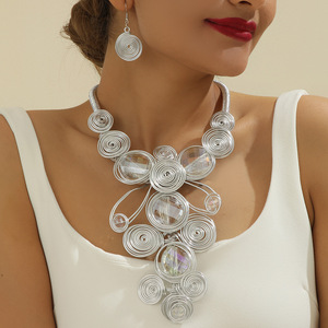 Long African Style Inspired Centric Exaggerated <b>Crystal</b> Chunky Necklace Jewelry <b>Sets</b> for American Black Women Alloy Gold Plated - Product Image 2
