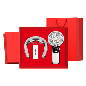 Masajeador de cuello de lujo personalizable con ventilador plegable, logotipo corporativo, conjunto de regalo de oficina promocional, personalización de fábrica - Product Image 2