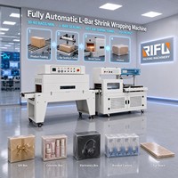 Machine d'emballage sous film rétractable de type L entièrement automatique, 30-60 sacs/min, tunnel de rétraction pour film POF PVC, boîte, carton, cosmétique, CE
