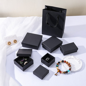 Luxury Black Drawer <b>Box</b> Jewelry Display Case Paper <b>Box</b> for <b>Earring</b> Necklace Storage with Sponge Insert Paper Bag - Product Image 3