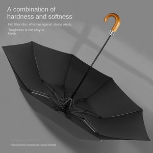 Jinjiang YLF Classic Polyester Folding <b>Umbrella</b> Supplier Solid Wood Hook Semi-Auto Open Promotional Large Gift Gentleman - Product Image 4