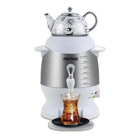 Samovar électrique AKANE 1350W 6L, bouilloire à thé traditionnelle avec corps en acier inoxydable, théière en céramique, distribution continue d'eau chaude