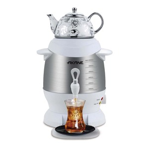 <span class=keywords><strong>Samovar</strong></span> Elettrico AKANE 1350W 6L, Bollitore Tradizionale per Tè con Corpo in Acciaio Inox, <span class=keywords><strong>Teiera</strong></span> in Ceramica, Erogazione Continua di Acqua Calda - Product Image 6