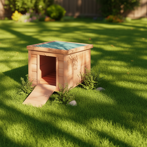 Casa para Perros de Madera, Rectangular, Tamaño Mediano, para Exteriores, para Todas las Estaciones, Ecológica, con Rampa, Estilo Simple - Product Image 2