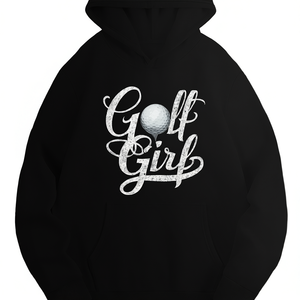 Sweat à capuche décontracté pour femme, imprimé Golf Girl, 100 % polyester tricoté 320g, imprimé par transfert thermique, manches longues, pour l'automne - Product Image 1
