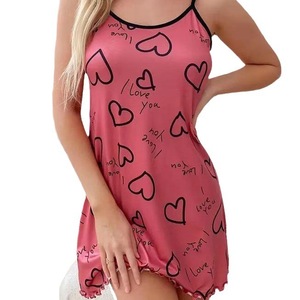 Pyjamas d'été fins européens et américains, camisoles sexy, imprimés cœurs mignons, chemises de nuit, vêtements d'intérieur, vente en gros - Product Image 4