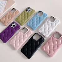 Étui de téléphone CHAOYIDIAN en cuir matelassé de grande taille couleur crème glacée pour iPhone 15 Pro Max 14 13 12, style élégant pour femme