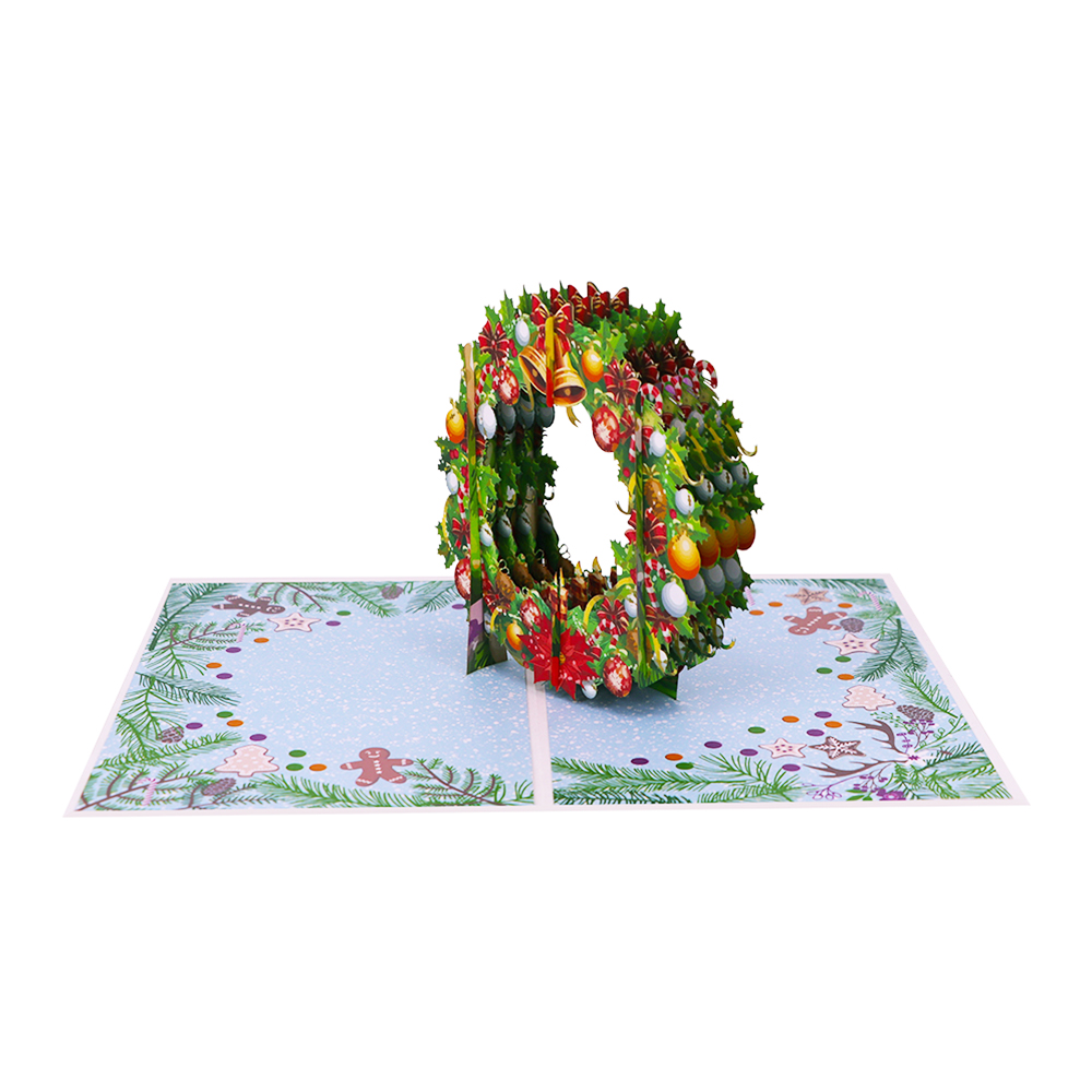 2021 персонализированные Забавные 3d венки с Рождеством всплывающие поздравительные открытки