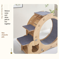 Roue de course sportive pour chat Roue pour chats Cadre d'escalade en bois Litière pour chat Roue de fitness pour intérieur