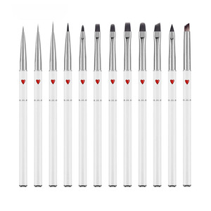 Ensemble de pinceaux pour nail art avec manche métallique, stylo liner, logo personnalisé OEM ODM, pinceaux professionnels pour la manucure et la peinture des ongles en salon - Product Image 1