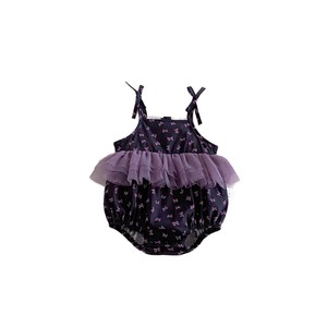 Barboteuse florale à bretelles pour bébé fille, avec dentelle en maille, légère, combinaison une pièce d'été - Product Image 5