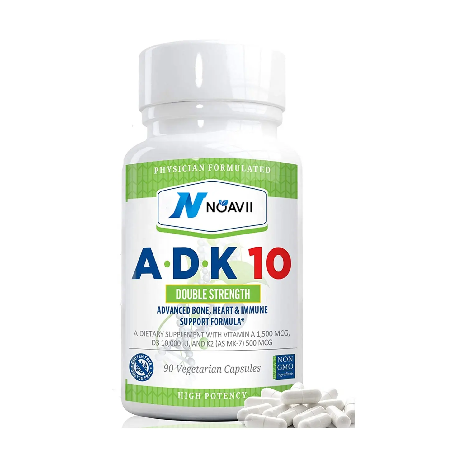 Vitamine ADK 10 vitamine A haute puissance vitamine D 10000 iu et vitamine K2 (as MK-7) soutenir les os forts cœur et Absorption du Calcium