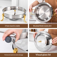 BOSAI Réchaud de buffet thermique sans fumée en acier inoxydable, style couronne, chauffé à l'alcool, Or/Argent, pour buffet et usage domestique, usage commercial