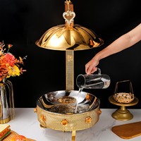 BOSAI Luxuriöser 8L Gold Edelstahl Brennstoffkocher Buffet-Server für Restaurants, Hotels, Grenzüberschreitende Flammen-Essenswärmer