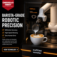 Machine à café robotisée à haute efficacité avec menu personnalisable et support de paiement sécurisé pour une petite surface