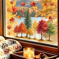 Autocollants décoratifs pour fenêtres à thème feuilles d'automne et Thanksgiving, 9 feuilles en vinyle double face amovibles pour la maison, le bureau et les fêtes en intérieur