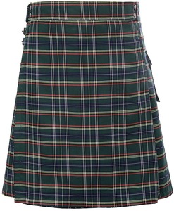 Kilt Tradizionale da Uomo Plissettato in Tartan, Taglia Grande, Ibrido Scozzese in Lino Nero e Tartan con Cinghie in Pelle - Product Image 3