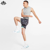 Short de sport 2 en 1 pour hommes de haute qualité Short de course Ceinture élastique Short de sport camouflage avec poches