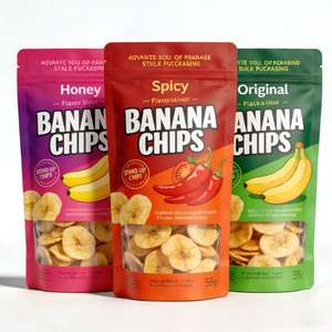 Emballage personnalisé avec logo pour chips de banane plantain, sachet refermable Mylar pour aliments en vrac - Product Image 1