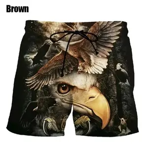 Animal Eagle Casual Personalidad Cool Beach Shorts Hombres 3D Impresión Seaside Vacation Surf Shorts Verano Hombres Summing Trunks