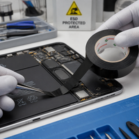 Cinta Adhesiva de Doble Cara de PET Negra Resistente a los Rayos UV, Resistente al Envejecimiento, Acrílico Modificado, Fuerte Adhesión Inicial, Adhesión Final para Electrónica