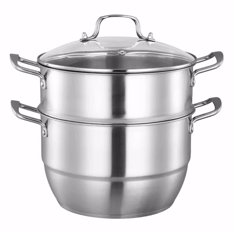 [สองชั้น] หม้อสองหูจับขนาด 24 ซม. พร้อมถาดนึ่ง (16 กล่อง)