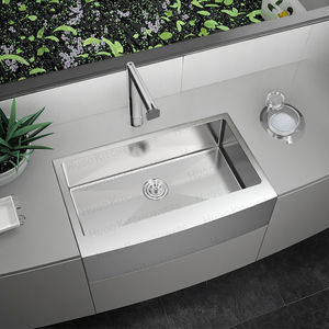 Fregadero de cocina de un solo cuenco de acero inoxidable de alta calidad hecho a mano 25cm de profundidad Nano superficie delantal montaje grifo frontal no incluido - Product Image 1