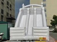 Château gonflable géant entièrement blanc personnalisé en usine avec grand toboggan et piscine pour adultes en PVC