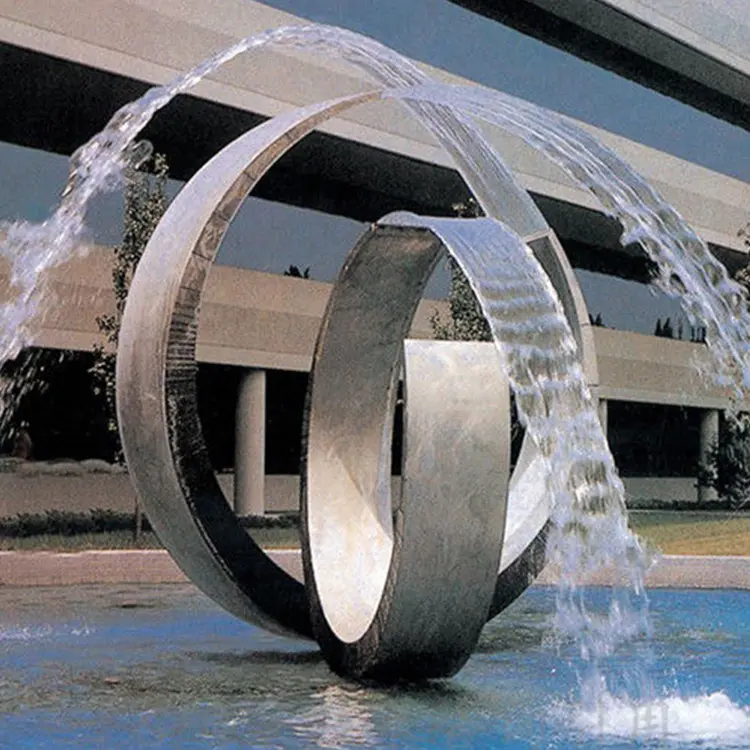 Moderne Waterpartij Cirkel Roestvrijstalen Sculptuur Fontein