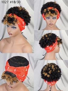 Perruques courtes à bandeau Letsfly 21$ en gros, 100% cheveux humains brésiliens, bouclées, avec cordon de serrage, pour femmes noires, disponibles - Product Image 6