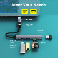 Hub 2 en 1 con 5 puertos USB 3,0, adaptador multipuerto OTG Hub SD TF, lector de tarjetas