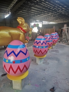 Grande sculpture d'œuf de Pâques en fibre de verre de 100 cm, décoration extérieure commerciale <span class=keywords><strong>pour</strong></span> hôtel, centre commercial, place publique - Product Image 3