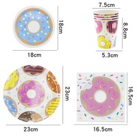 Ensemble de vaisselle jetable sur le thème des beignets pour les enfants pour la fête des mères Diwali Célébrations de Pâques-Assiette à dessert Plateau en papier de soie