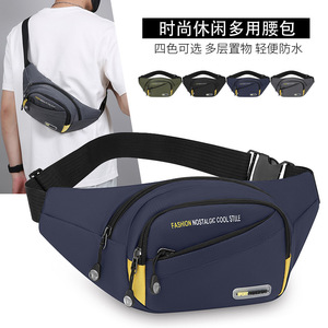 Men's Oxford Cloth Waist Bag Large Capacity Multi-layer Crossbody Shoulder Bag For Outdoor Sports Everyday Use Gray Black - Product Image 4