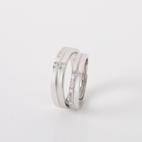 Amour ne tombe jamais promesse Couple bague ensemble lettre 925 en argent Sterling mariage fiançailles bague en diamant pour hommes femmes bijoux fins